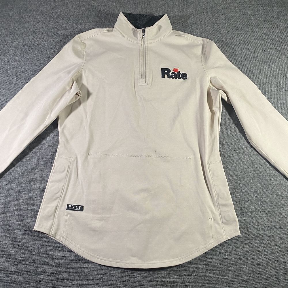 BYLT Pullover Mens Small Fawn Quarter Zip Long Sleeve Rate Logo Athletic Top